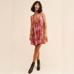 Free People Madelyn Mini Dress. Size Small. Color: Berry.